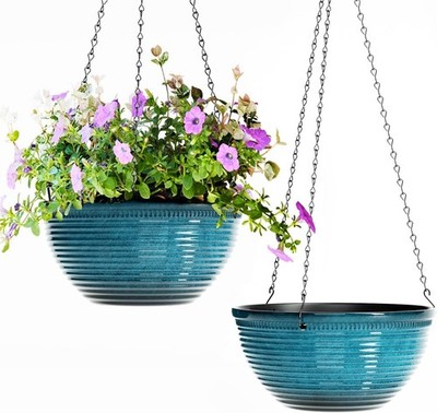 2 Pack Hanging Planters for Indoor Outdoor Plants, 10 Inch Hanging Planter with