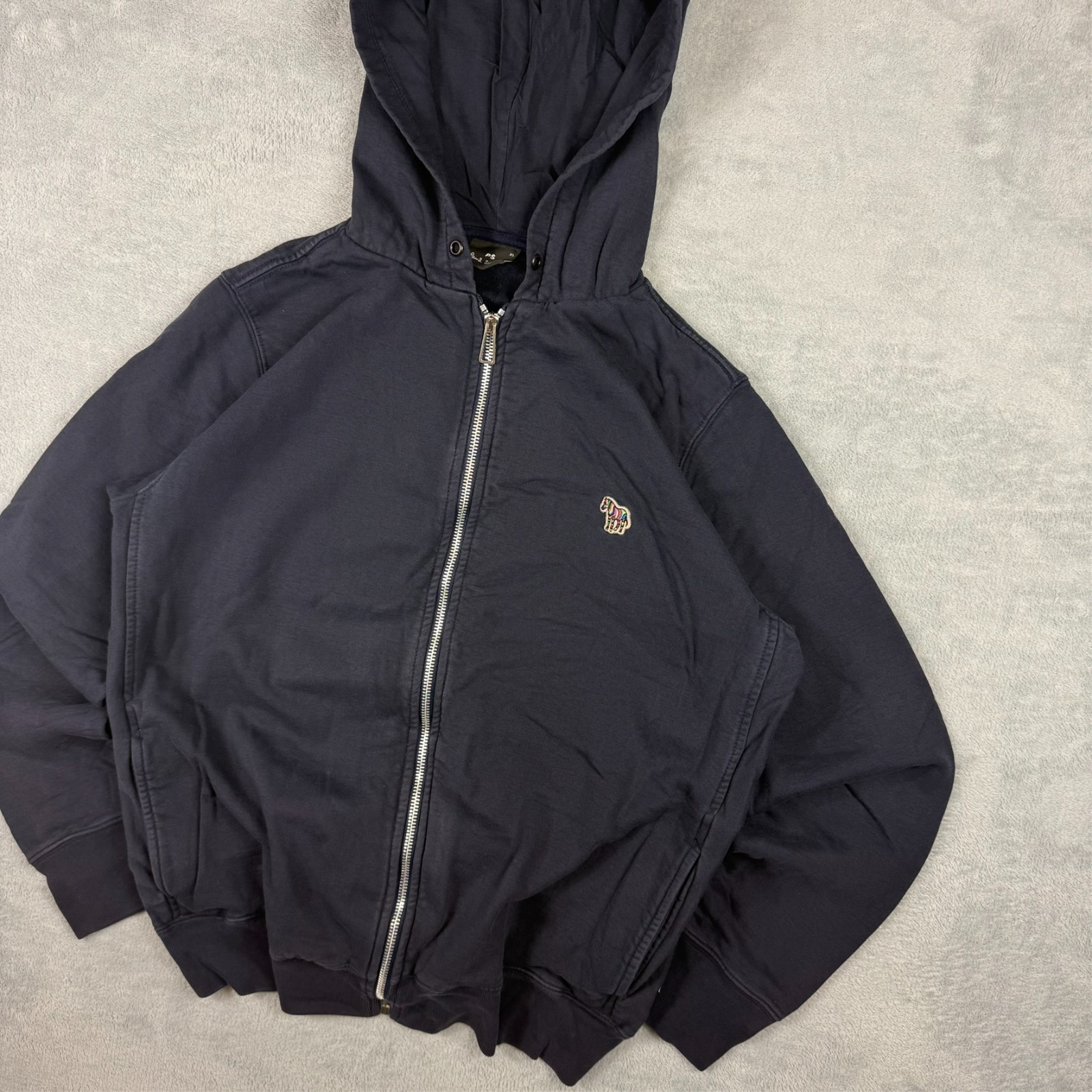 Vintage Paul Smith PS Navy Zebra Logo 100% Cotton Heavyweight XL Full Zip Hoodie image 5