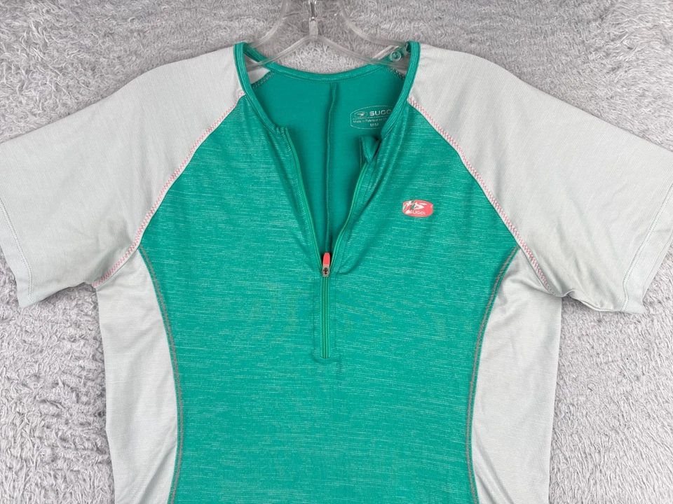 Sugoi Cycling Jersey Women Medium Teal 1/2 Zip Short Sleeve Polyester Pockets - Image 4 of 4