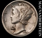 1934-D Silver Mercury Dime - Scarce  Very Fine+  Better Date  No Reserve  #L7251