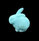 VTG Fenton Blue Satin Custard Glass Bunny Rabbit Figurine 3” Unpainted
