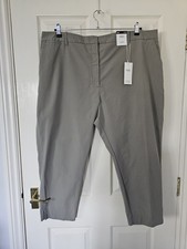 M&S Crop Trousers Size 24s L25 Cotton Rich Soft Khaki Ankle New With Tags