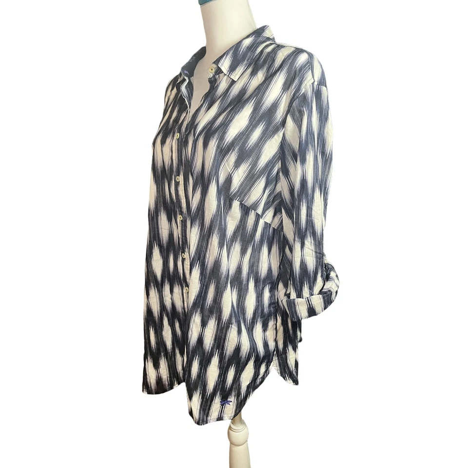 Talbots Talla Grande Mujer 2X Ikat Túnica Top Algodón Abotonado Preppy Clásico Foto 4 de 4