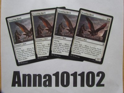 Scouting Hawk x4 4x Baldur's Gate White COM Creature Bird Flying MTG