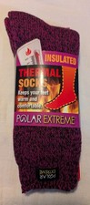 Womens Polar Extreme Insulated Thermal Socks Pink/Purple/Black Fits Shoe Sz 5-9