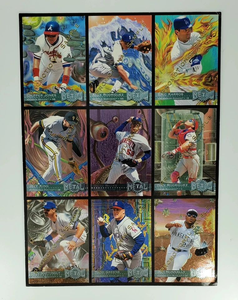1996 MLB Metal Universe Uncut Card Promotional Sample Sheet - Image 4 of 4
