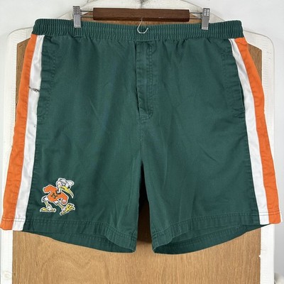 VTG Miami Hurricanes Shorts Mens 38 Green Elastic Waist 6'' Inseam apex one 90s