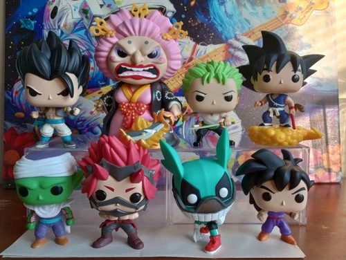 Funko Pop! Anime Lot Of 8 DBZ , One Piece, And My Hero Academia OOB/LOOSE