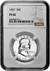 1957 50C Proof Silver Franklin Half Dollar NGC Graded PF 66 in New Holder