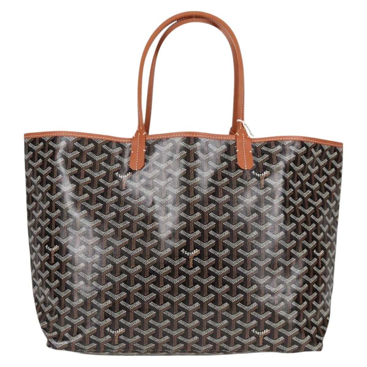 GOYARD Borsa a Spina di Pesce Saint Louis PM Tote Bag PVC Pelle Nero Marrone Autentica 126920M