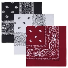 100% Cotton Large Bandanas for Men and Women 22 Inch Paisley Bandana with Mul...