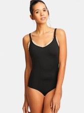 New Capezio Black Encore Leotard With Ivory Lace Insert Ruffle Kids Large