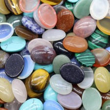 50pcs Natural Stone Mixed Oval CAB CABOCHON Beads 12X16mm for Jewelry No Holes