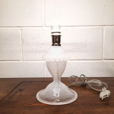 White Murano lampshade, bedside lamp authentic handcrafted