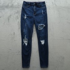 CELLO Jeans Juniors Size 7 Blue High-Rise Skinny Denim 29.5" Inseam Destroyed