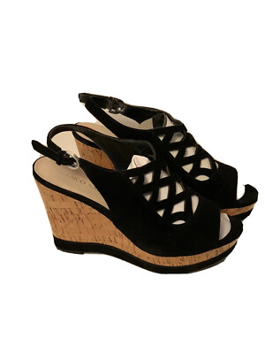 Franco Sarto, Sasha, Black Suede wedges, size