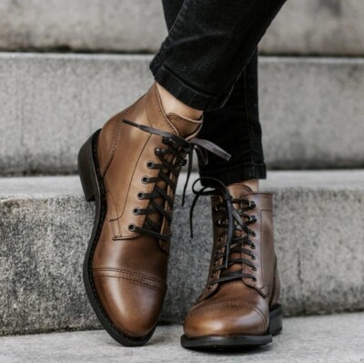 Thursday CAPTAIN Natural Leather Women’s Size Cap Toe Brown Boots