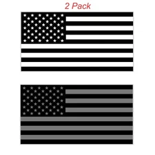 2 Pack Black White Subdued Gray USA American Flag Sticker Car Bumper Vinyl Decal