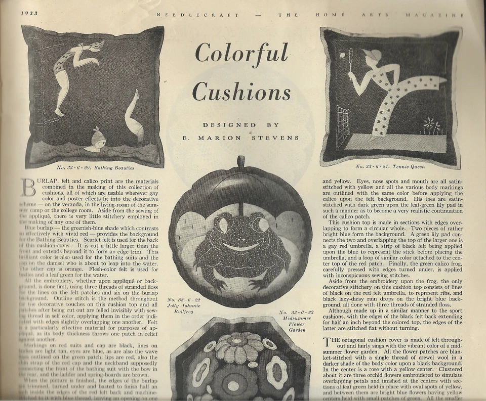 NEEDLECRAFT HOME ARTS June 1933 COLORFUL CUSHIONS HERITAGE beautiful ads  Foto 4 de 4