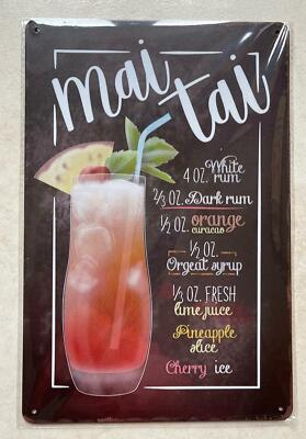 MAI TAI COCKTAIL REZEPT SCHILD MANN HÖHLE BAR PUB GARTEN RUM ORANGE 20x30