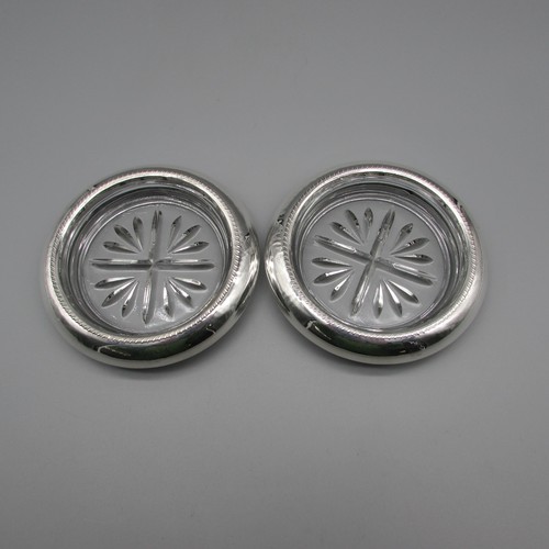 SET OF TWO FB Rogers Sterling & Glass Coasters eBay