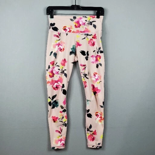 Athleta Leggings 7/8 Pink Floral Elation Pocket Dance Yoga Pilates Womens  Sz XS