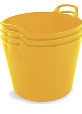 3 x 42 Litre Large Flexi Tub Home Garden Flexible Storage Colour Bucket Basket