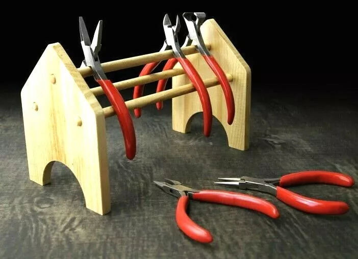 Plier Rack Tool Organizer Jewelry Bench Top Wooden Rack Stand Holder for  Pliers