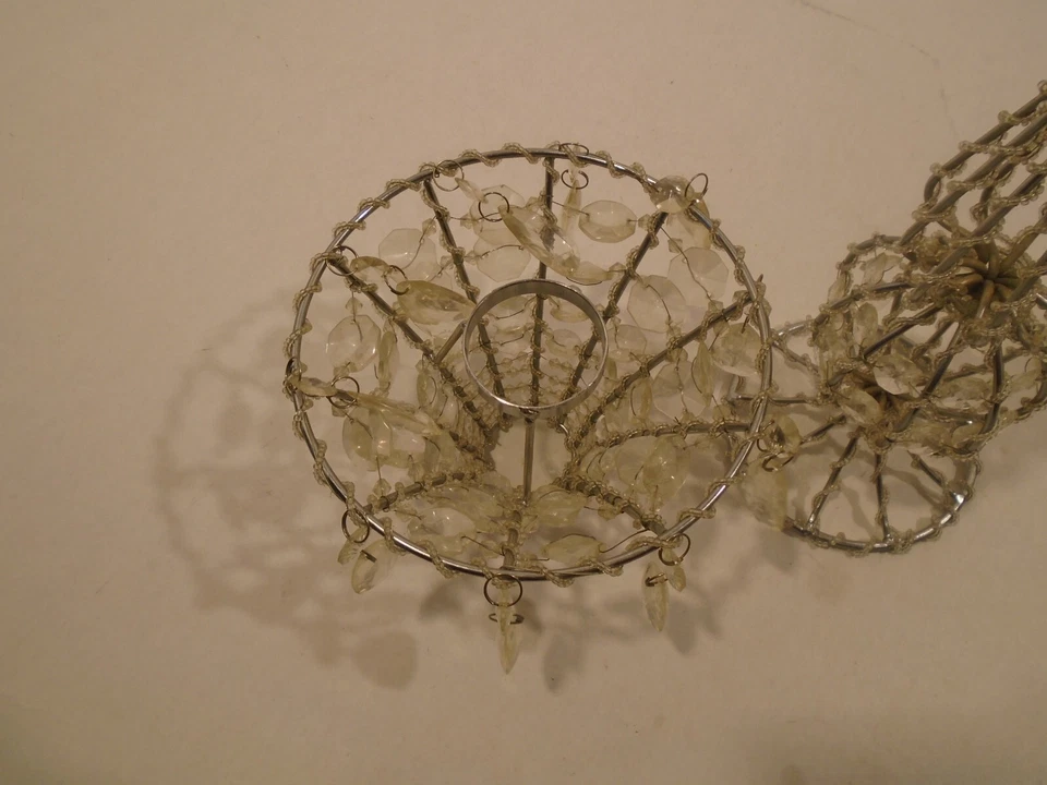 "Lámpara de mesa de metal con cristales y cuentas acrílicas colgantes TEA LIGHT 14""" Foto 3 de 4