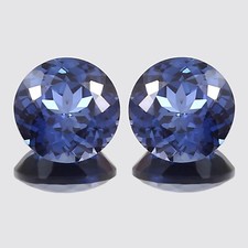 AAA Natural Flawless Ceylon Blue Sapphire Round Cut Loose Gemstone Pair 10x10 MM