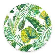 Green Palm Leaves Round Mouse Pad Customized Non Slip Rubber Gaming Computer