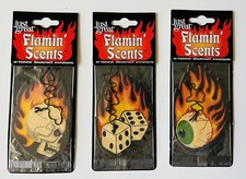 3 AIR FRESHNER JUST GREAT FLAMIN SCENTS-Flames(Skull/Eyebal/Dice)CAR/HOME/OFFICE