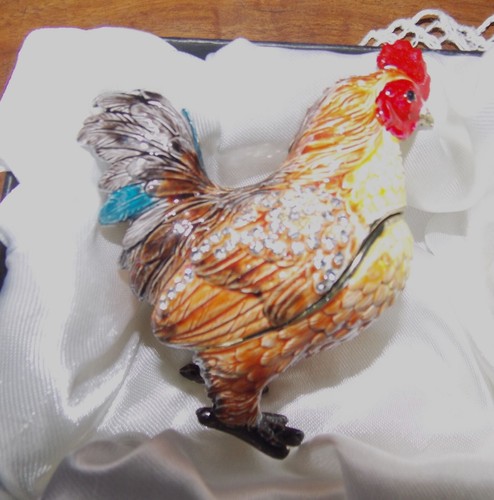 BOITE de COLLECTION EN CLOISONNE COQ FLAMBOYANT DANS SON ECRIN - Picture 6 of 6
