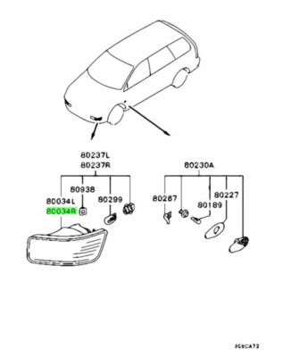 『d』 Mitsubishi Chariot Grandis LAMP UNIT TURN SIGNAL FR RH MR416712