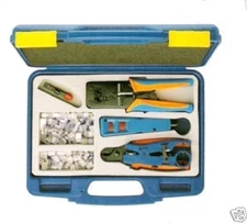 Network Installer Kit Case - RJ45 Crimper, Punch Tool, Cable Cutter, Stripper