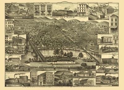 Historic Panoramic View - Reading Pennsylvania - 1881 - 31.77 x 23