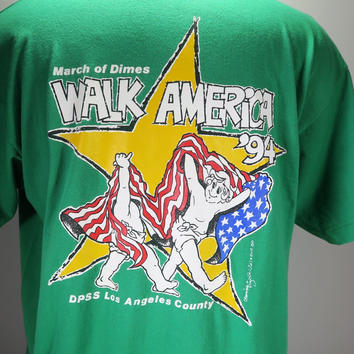 Vintage 1994 March of Dimes Walk America Green Single Stitch T