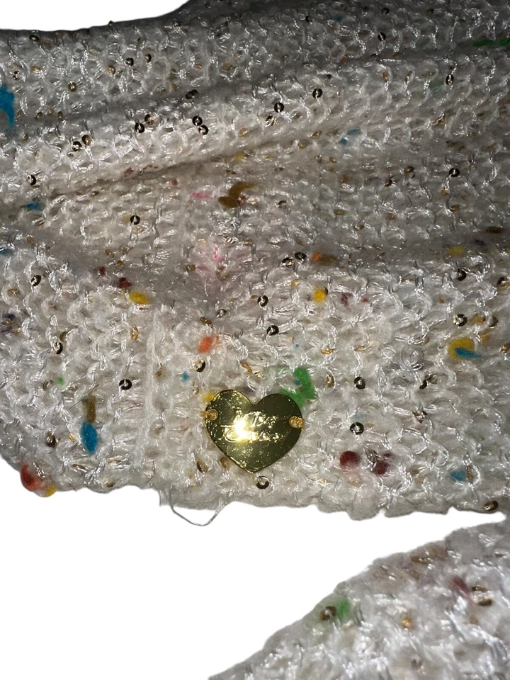 Betsey Johnson Women’s Cream & Confetti Infinity Scarf Knit Sequins Colorful - Image 3 of 4