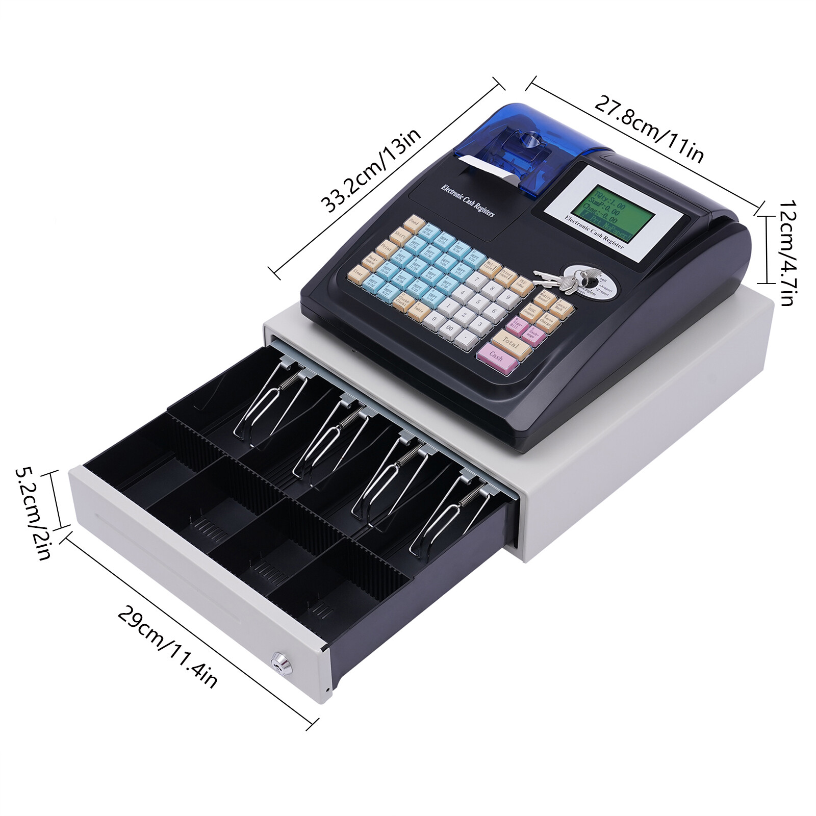 Electronic POS System Cash Register LED Display For Retail W/ Drawer 48