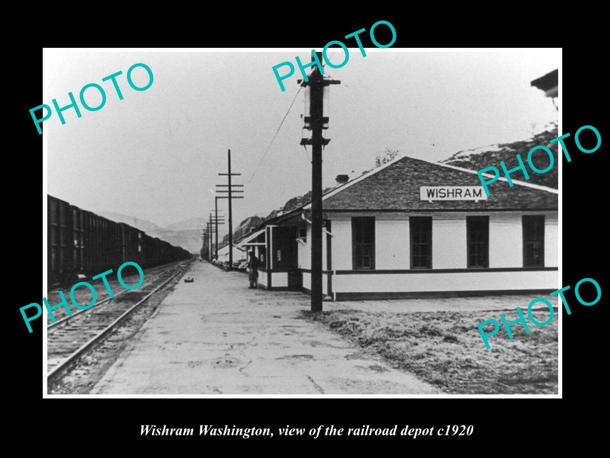 OLD POSTCARD SIZE PHOTO OF WISHRAM WASHINGTON THE RAILROAD DEPOT