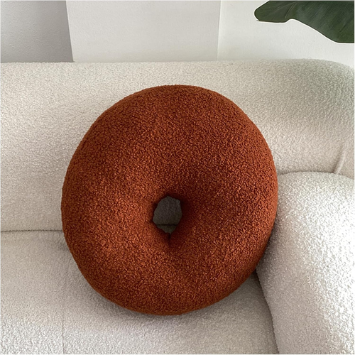 Caramel Donut Shaped Plush Pillow,Cute Soft Waist Rest Cushion,Home Decorative T