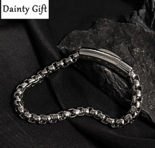 Hip Hop Fashion Men Boy Titanium Stainless Steel Round Chain Bracelet Bangle 8"