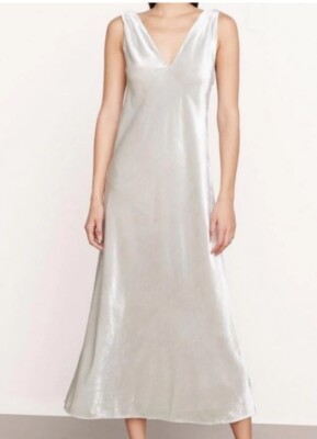 Vince Silver/Gray Ruched Midi Dress Msrp $598 Size Extra Large New  | eBay