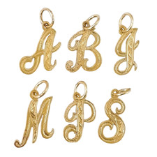A to Z Any One 14K Yellow Gold Letter Pendant / Charm, Made in USA