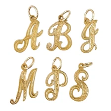 A to Z Any One 14K Yellow Gold Letter Pendant / Charm, Made in USA