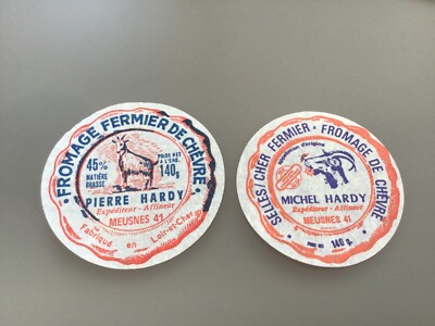 2 Etiketten Ziegenkäse Pierre Hardy & Michel Hardy