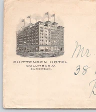 1919 Chittenden Hotel Columbus OH  Advertising Cover