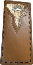 Western Stakes Leather Long Wallet Cowhair Cowboy Texas Longhorn Concho Cowhide