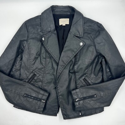 Ann Taylor Loft Womens Biker Jacket Size S Black Cotton Stretch