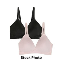 DKNY 2-Pack Wireless Microfiber Plunge Bra 32-34 A/B, Black  Pink, NWOT